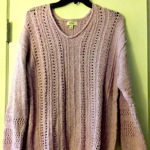 Medium Lavender V-Neck Long Sleeved Knit Sweater
